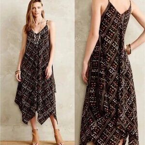 Anthropologie HD in Paris Estrella Geometric Silk Handkerchief Dress Size M/L